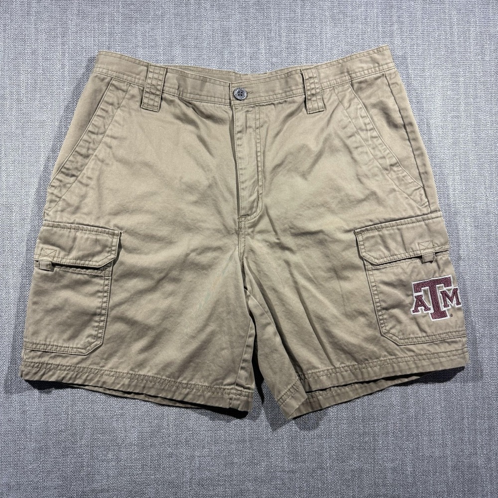 Texas A&M Aggies Shorts Mens 36 Beige NCAA Football Columbia Cargo Logo